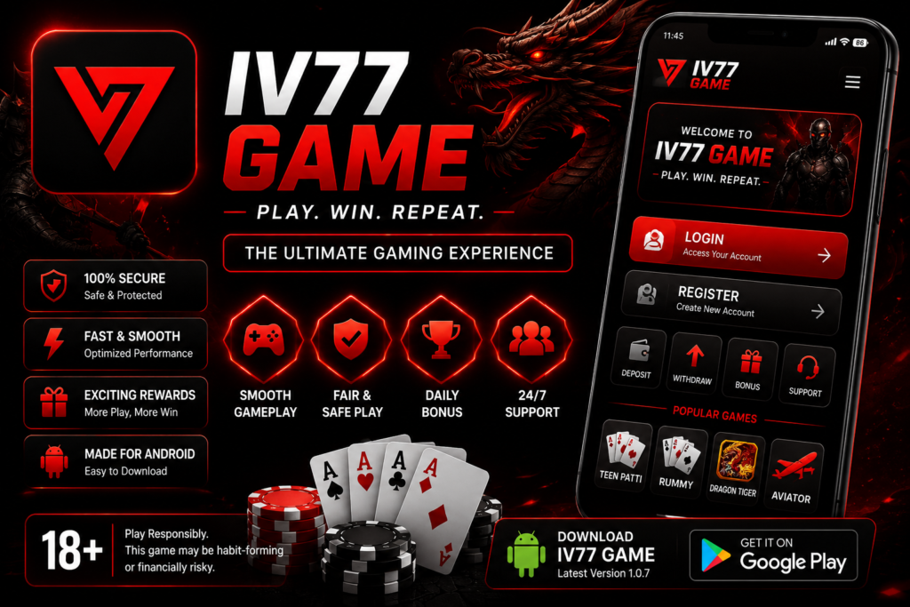 IV77 complete guide with official IV77 logo, Android gameplay, download, login, and platform features